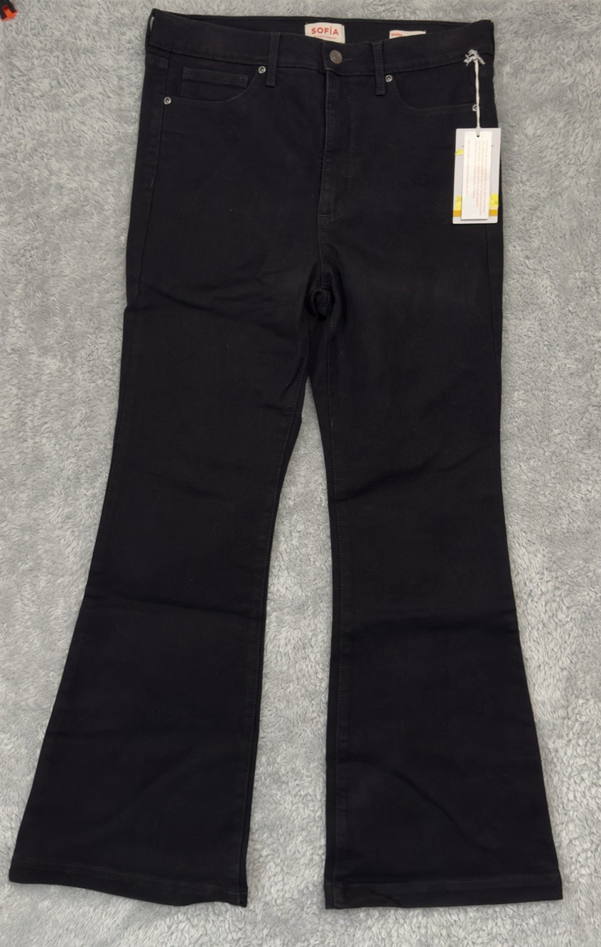 Sofia Vergara Melisa High Rise Flare Jeans Denim Women's Size 12 Short Black